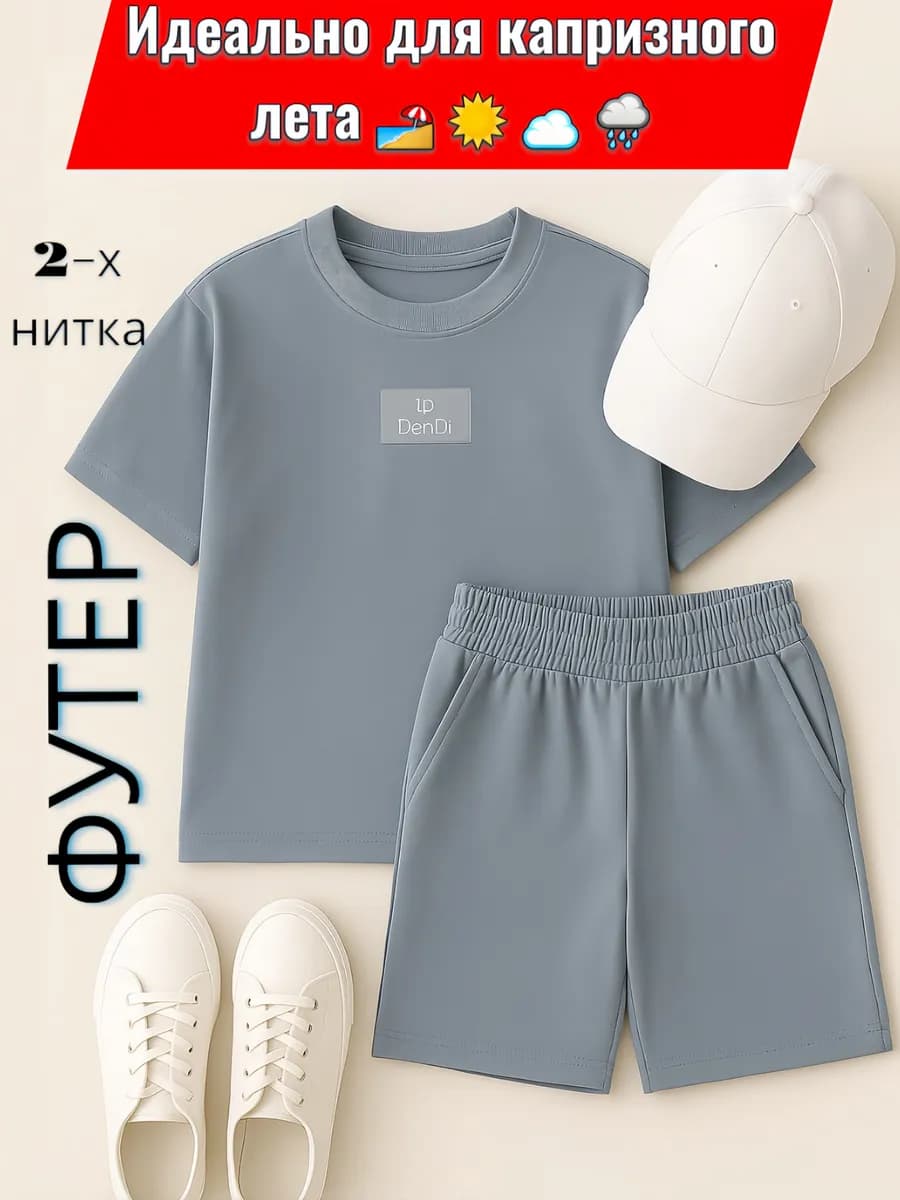 Костюм детский из футера летний шорты и футболка - фото 1
