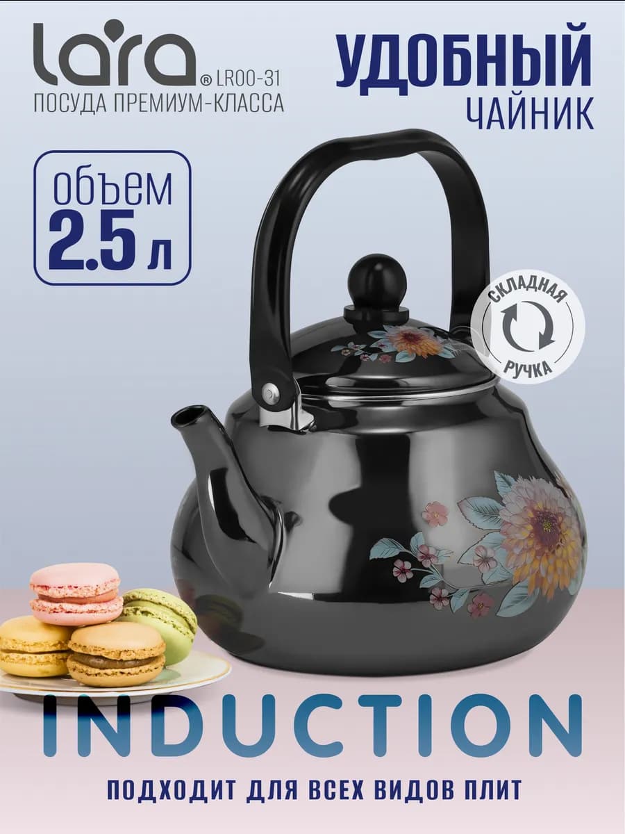 Чайник для плиты эмалированный 2,5 л LR00-31