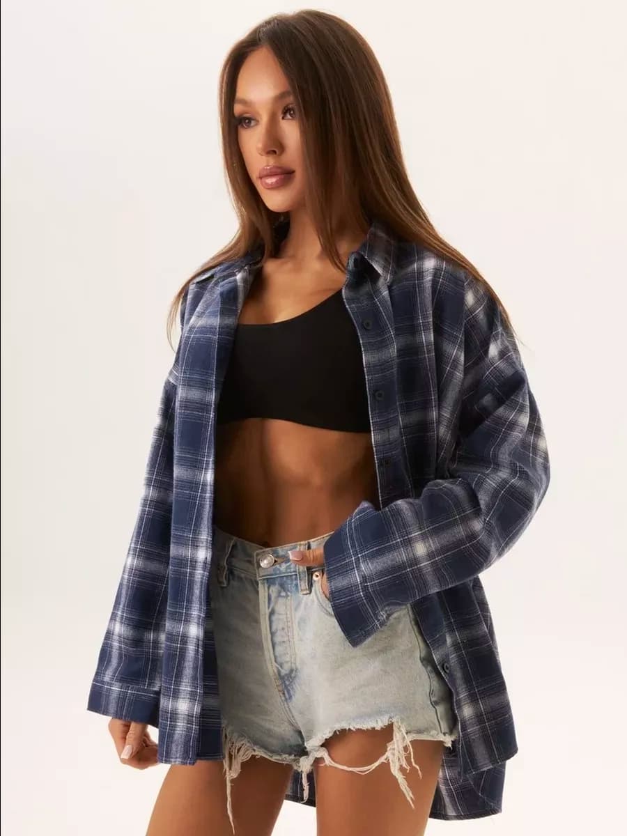 Рубашка в клетку хлопковая оверсайз