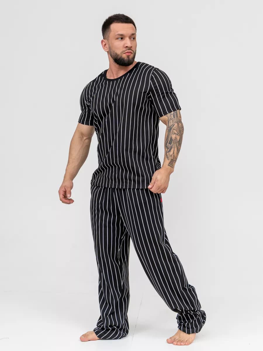 Пижама со штанами и футболкой домашний костюм - фото 1