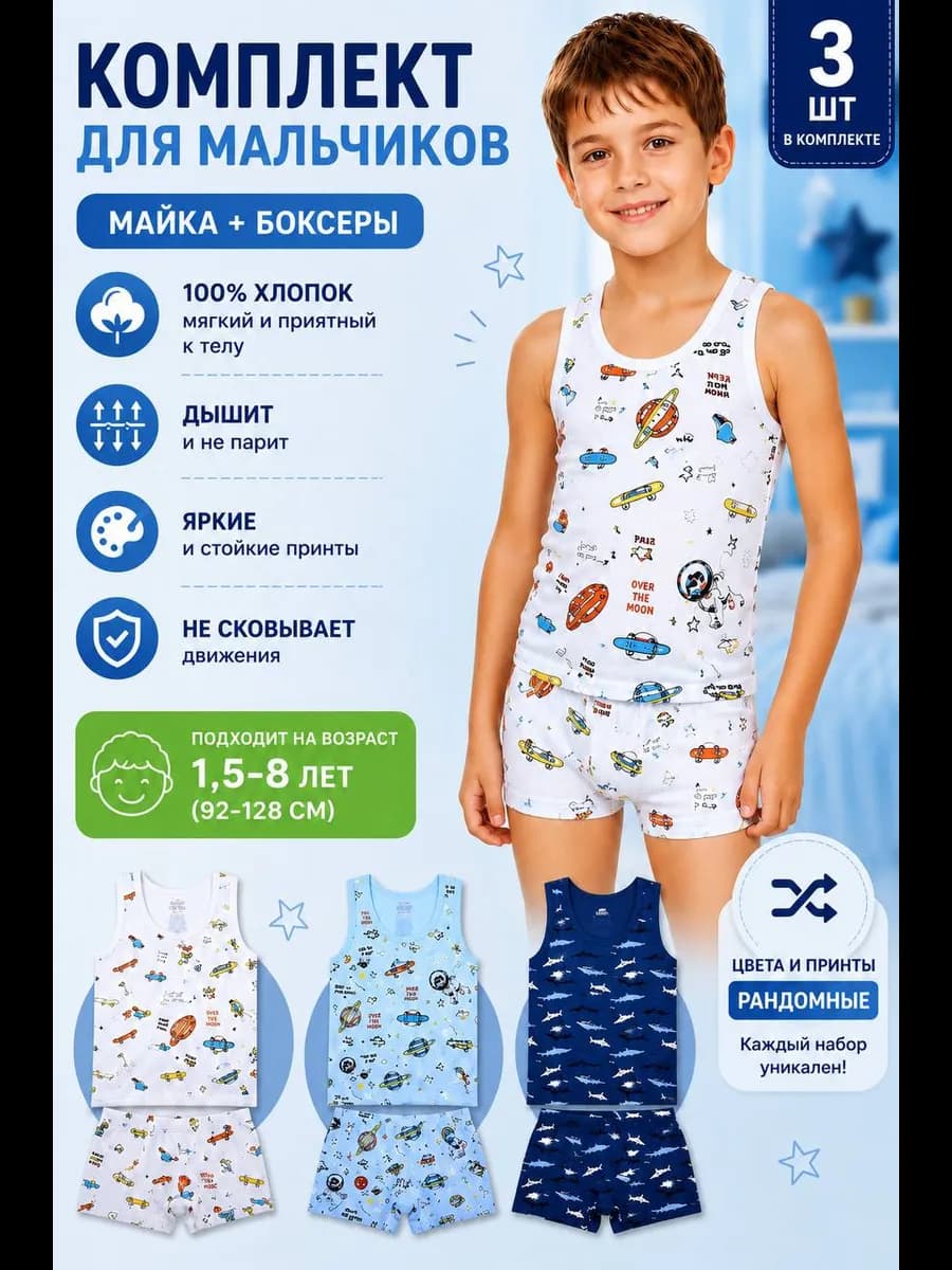 Комплект нижнего белья майка и трусы 3 шт