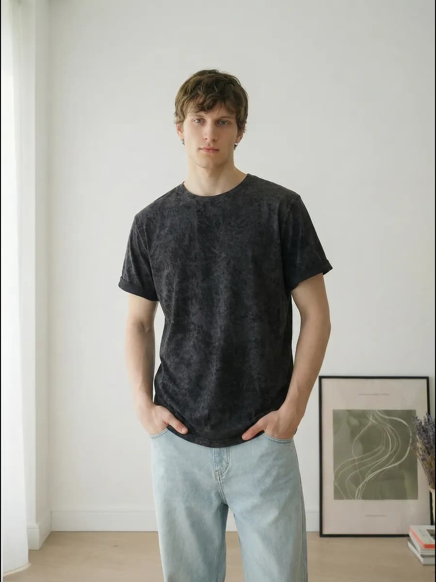 Футболка вареная летняя в офис оверсайз хлопок винтажная y2k