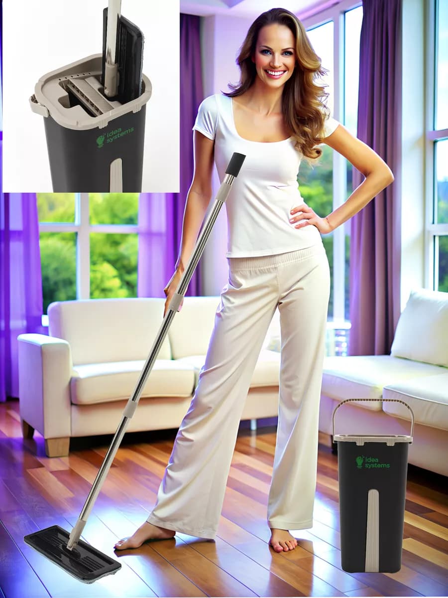 Швабра с отжимом и ведром 1 насадка