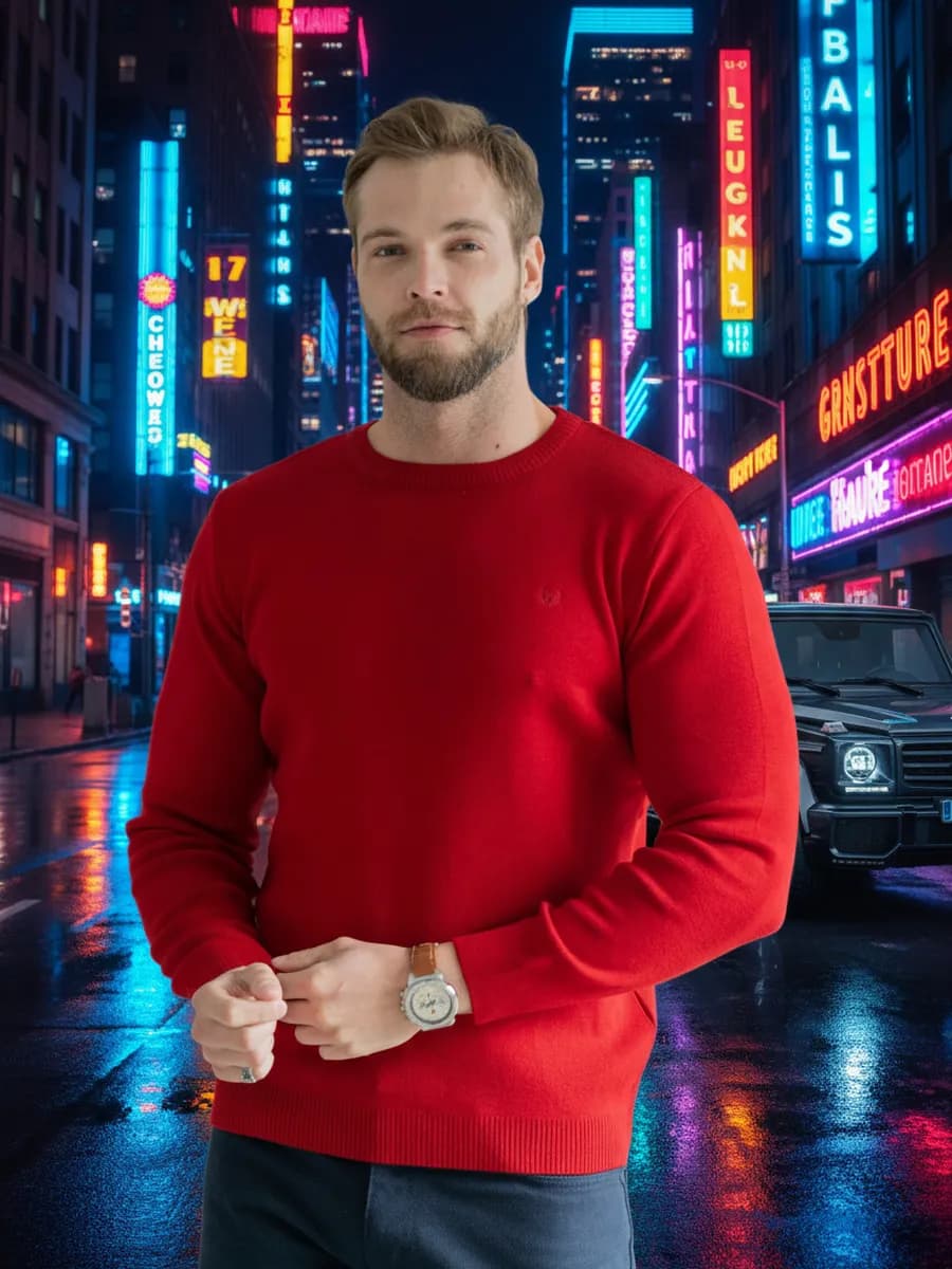 Свитер шерстяной однотонный