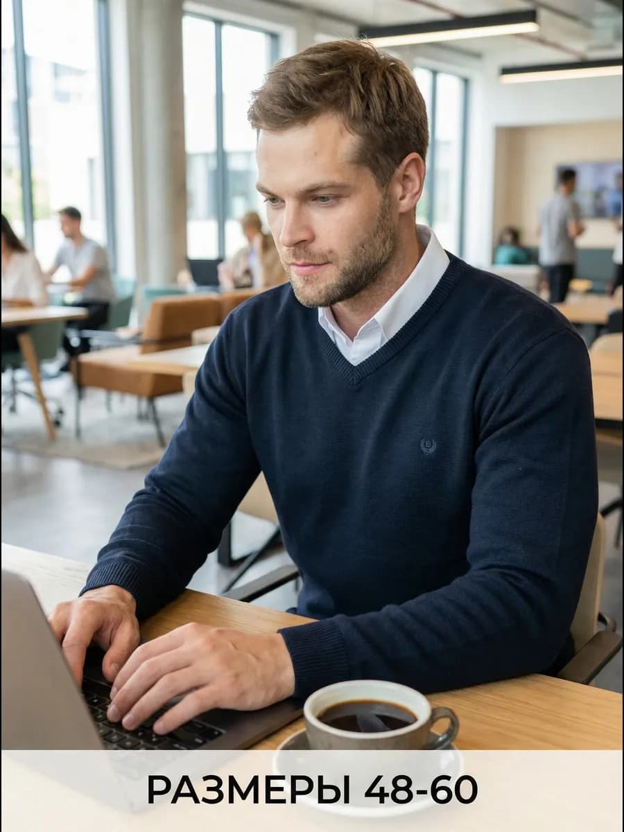 Пуловер шерстяной свитер классический