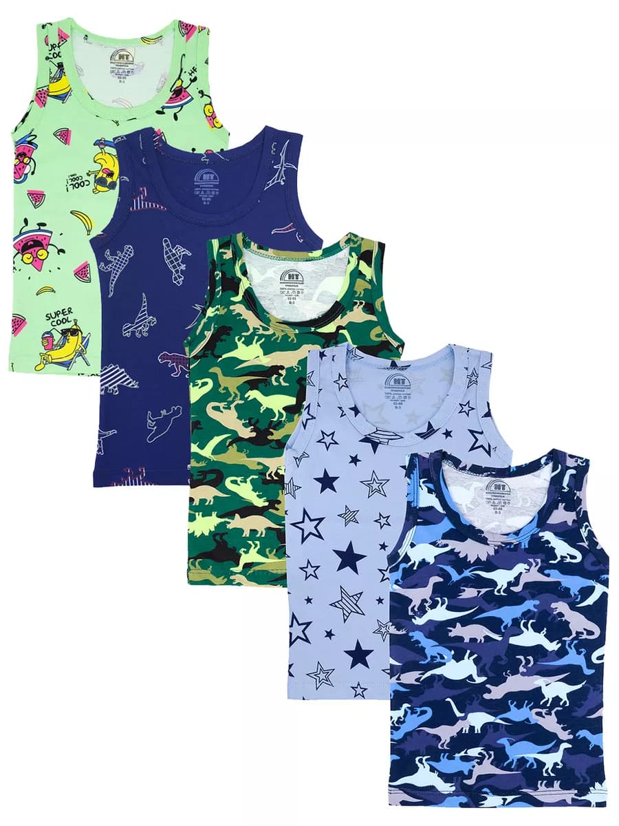 Майка детская для мальчиков комплект 5 шт с принтом