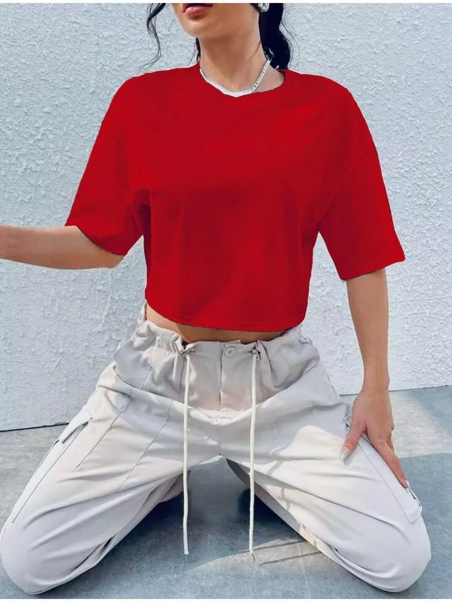 Футболка укороченная оверсайз кроп топ