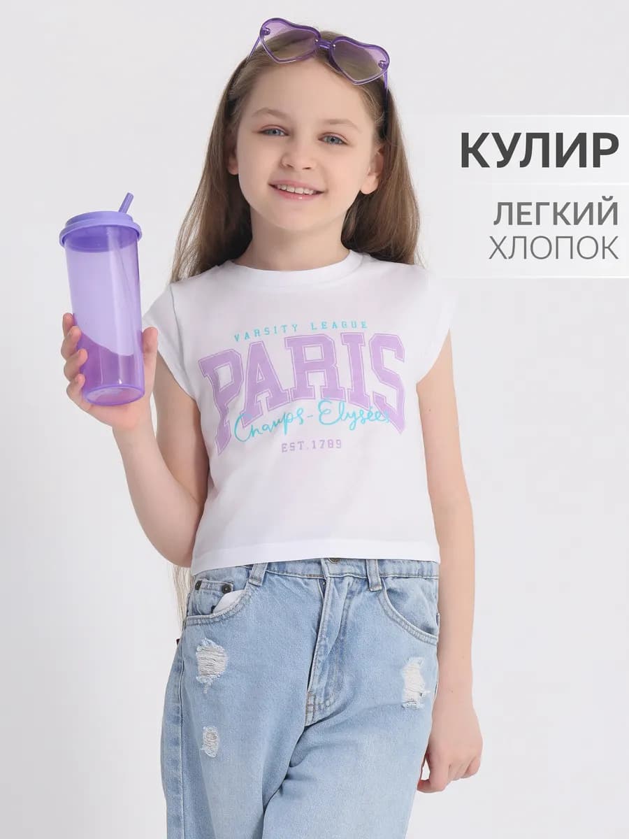 Футболка для девочки укороченная
