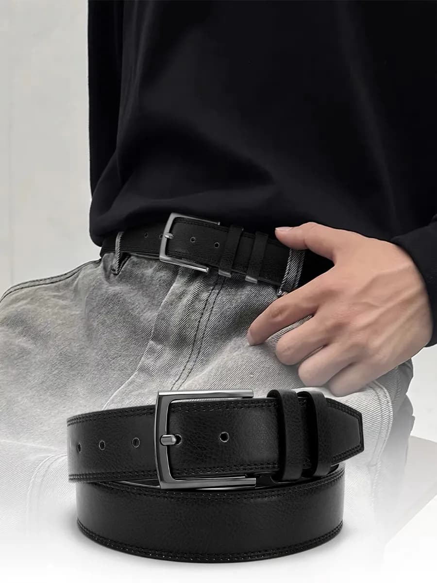 Ремень для джинс и брюк кожаный подарочный набор