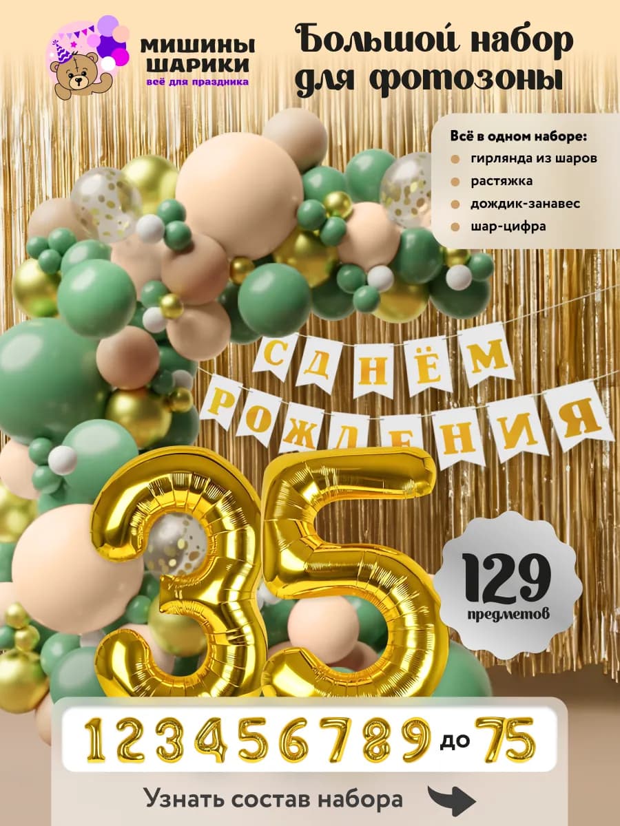 Шарики воздушные набор на 35 лет фотозона