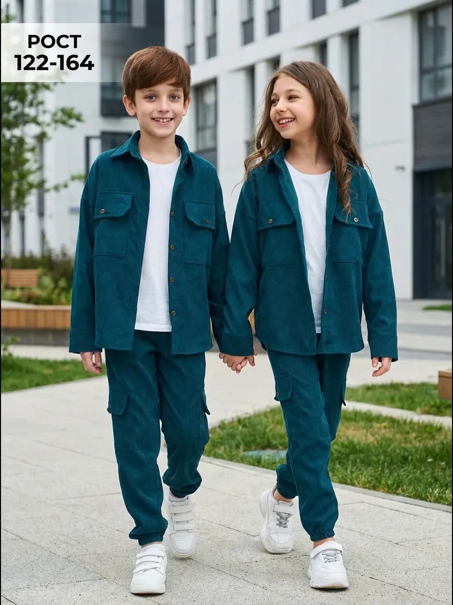 Спортивный вельветовый костюм в рубчик