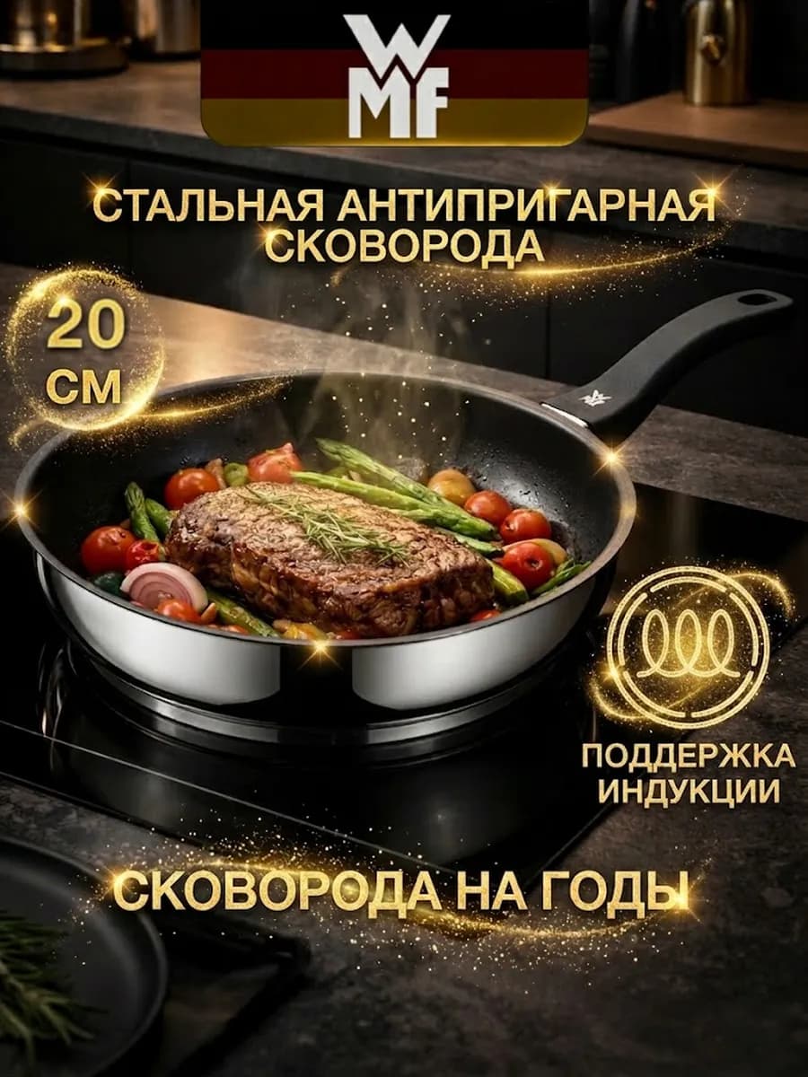 Антипригарная сковорода Devil 20 см для индукционной плиты