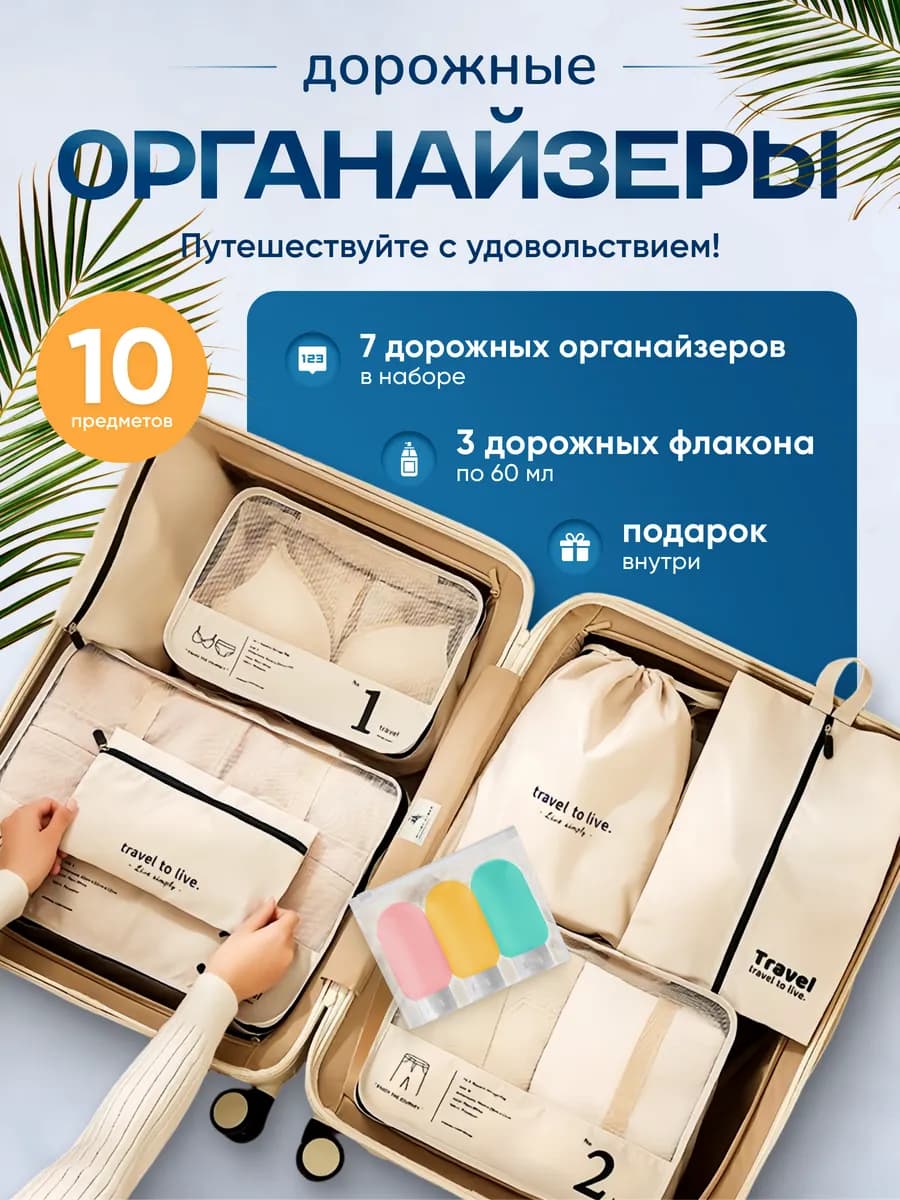 Органайзер дорожный для чемодана и путешествий набор
