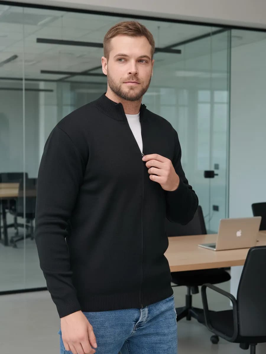 Джемпер Кардиган на молнии шерстяной