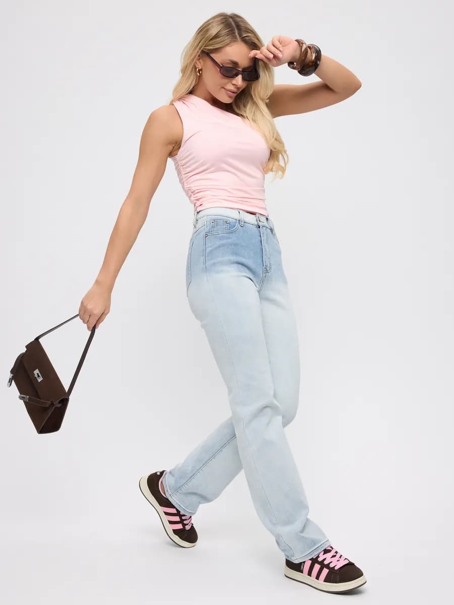 Джинсы прямые градиент трубы