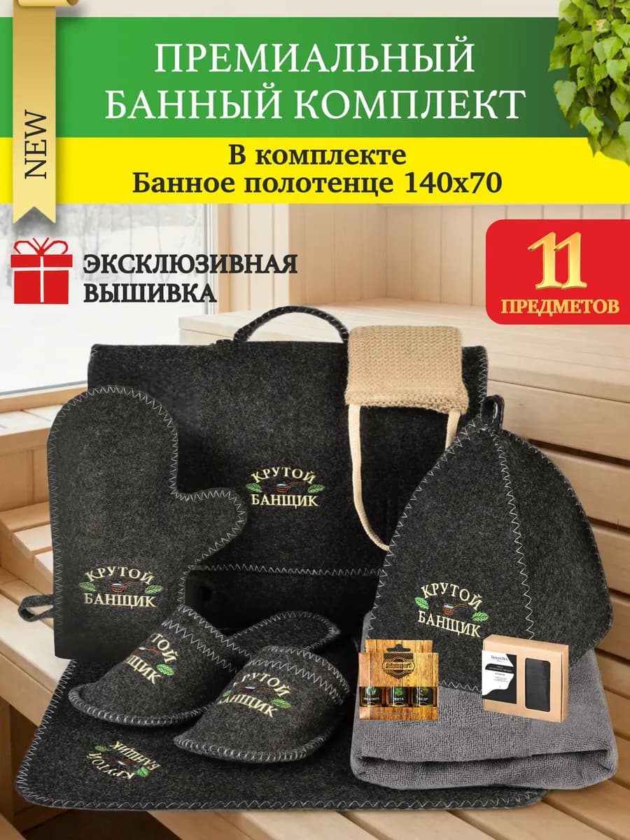 Набор для бани мужской подарочный банный набор