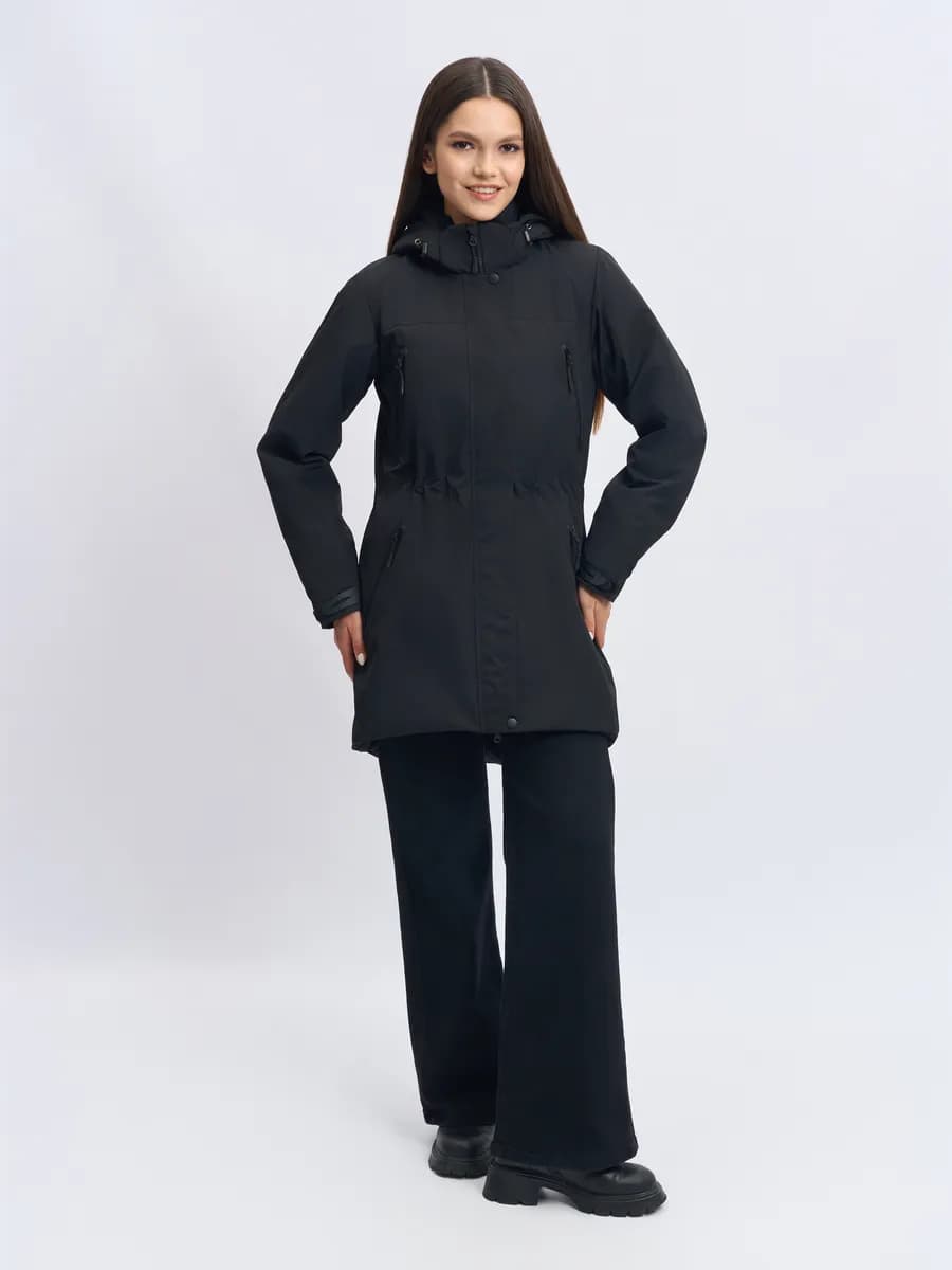 Куртка демисезонная утепленная удлиненная с капюшоном