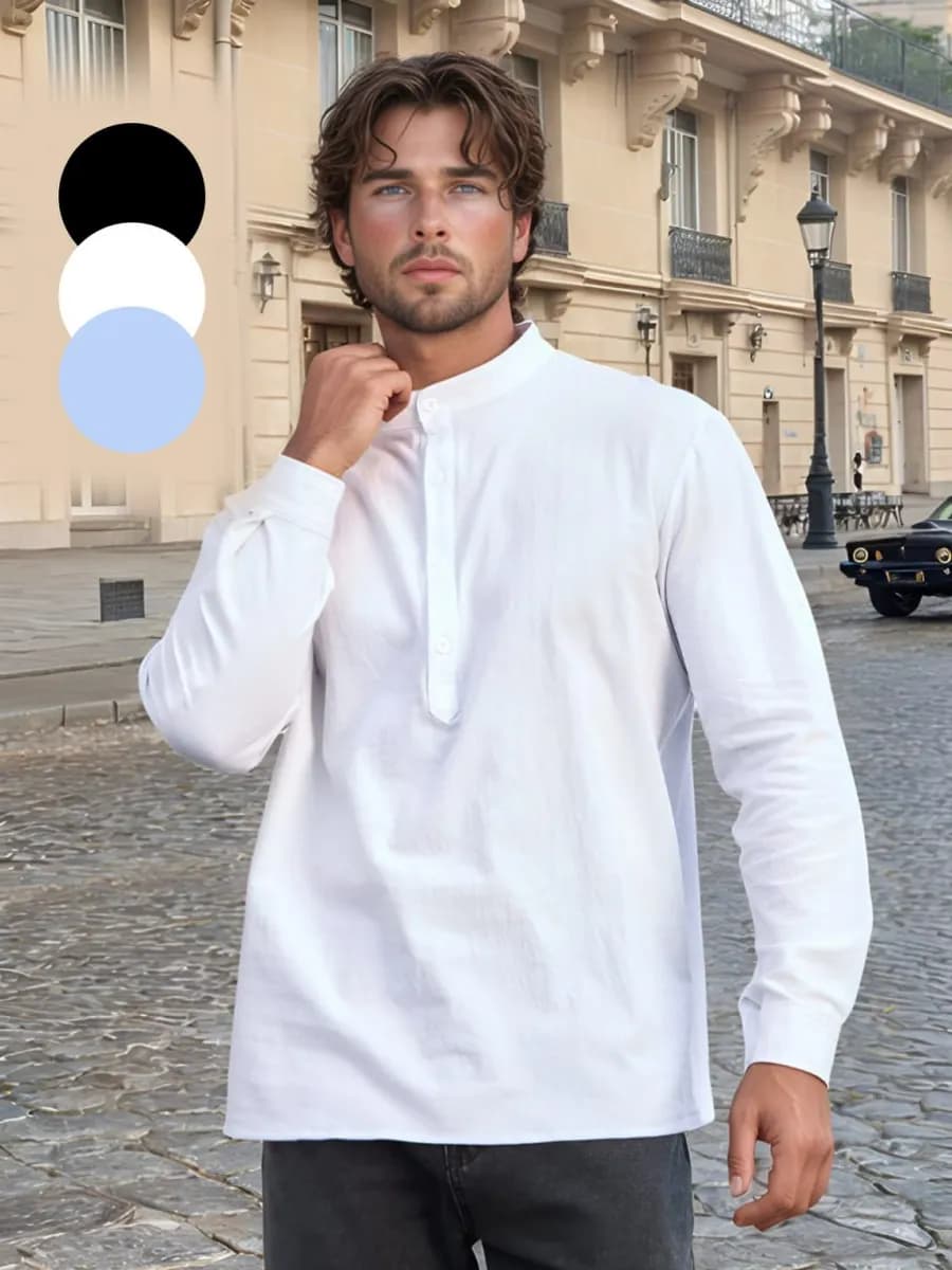 Рубашка с длинным рукавом без воротника