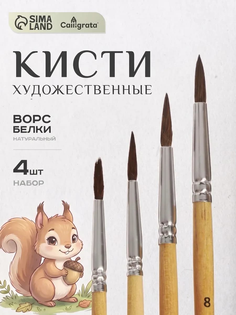 Кисти для рисования набор 4 шт Белка