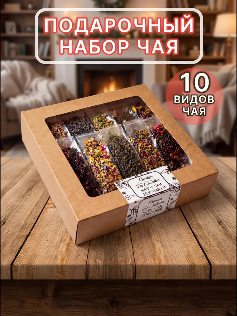 Подарочный набор чая ассорти 10шт подарок на новый год