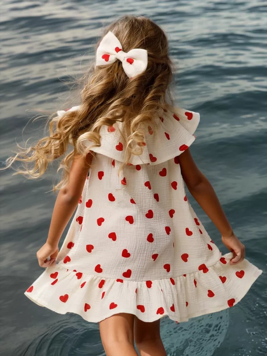 Платье для девочки летнее в сердечки