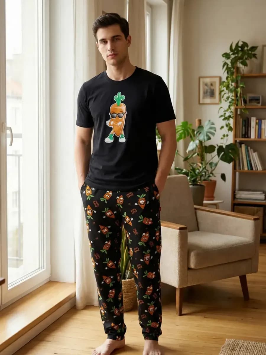Пижама со штанами и футболкой домашний костюм - фото 1