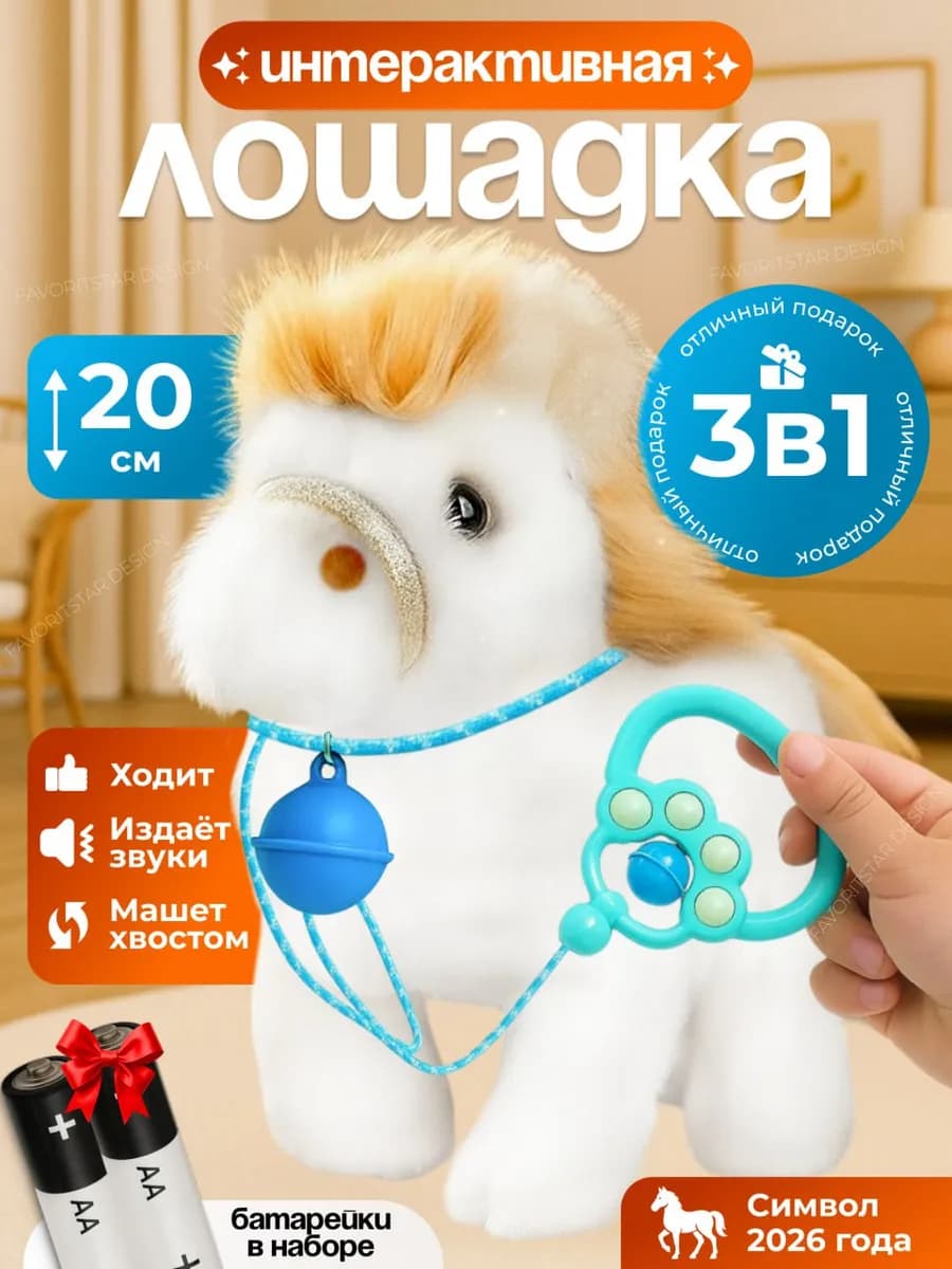 Интерактивная игрушка лошадь на поводке для ребенка