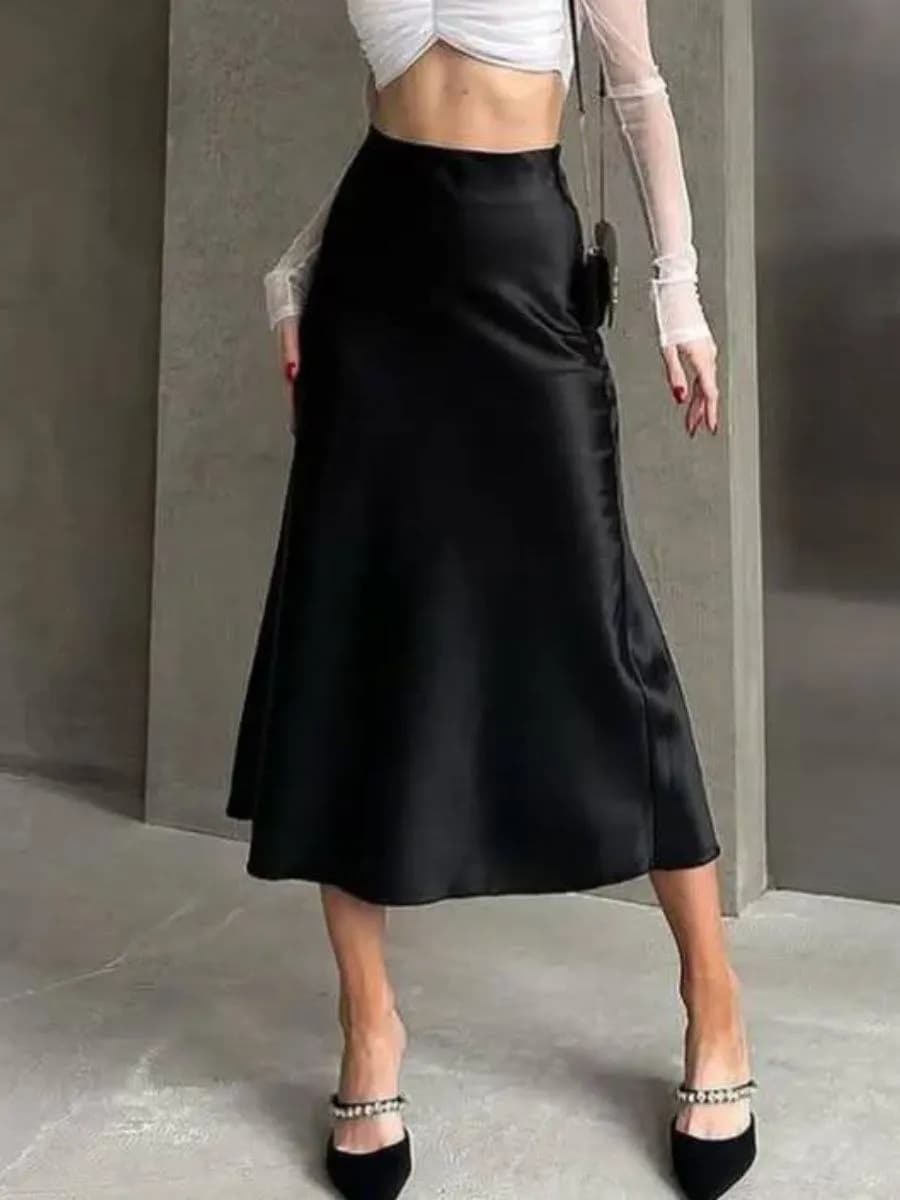 Юбка атласная миди