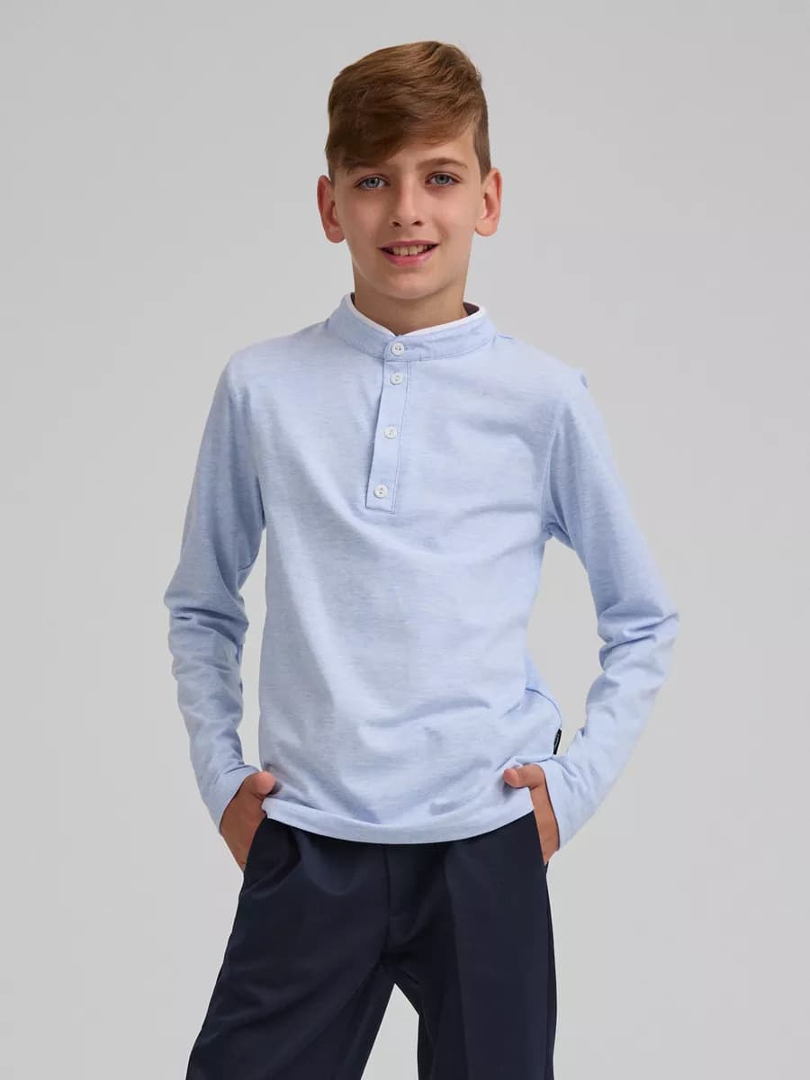 Рубашка поло для мальчика школьная воротник стойка стильная