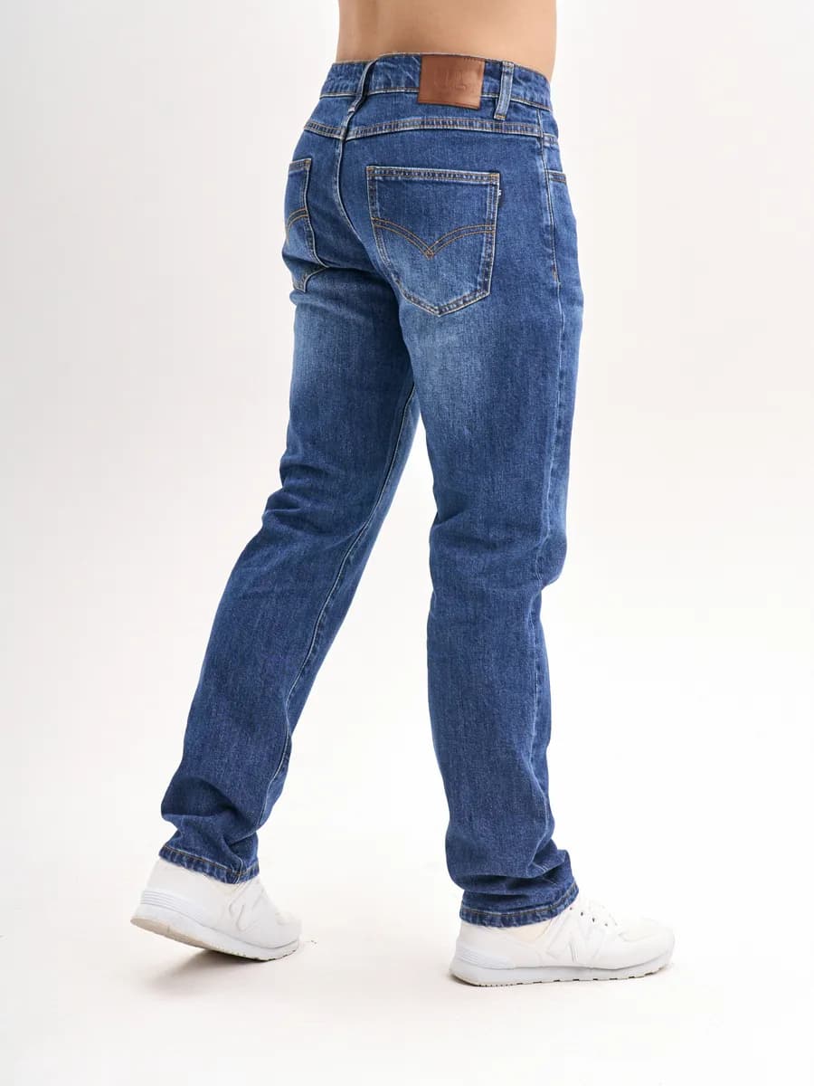 Джинсы прямые штаны классические широкие с потертостями