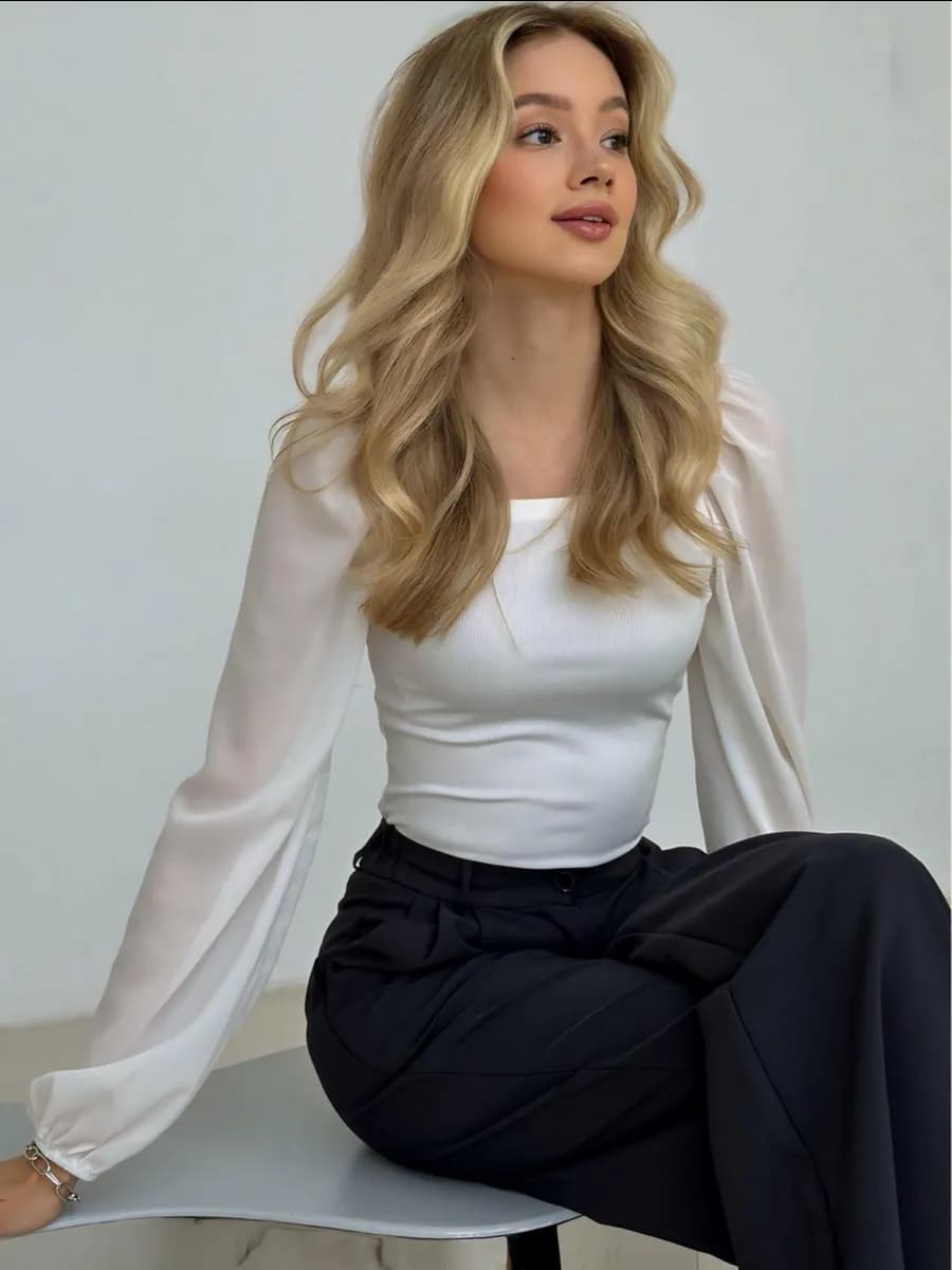 Блузка топ нарядная школьная офисная