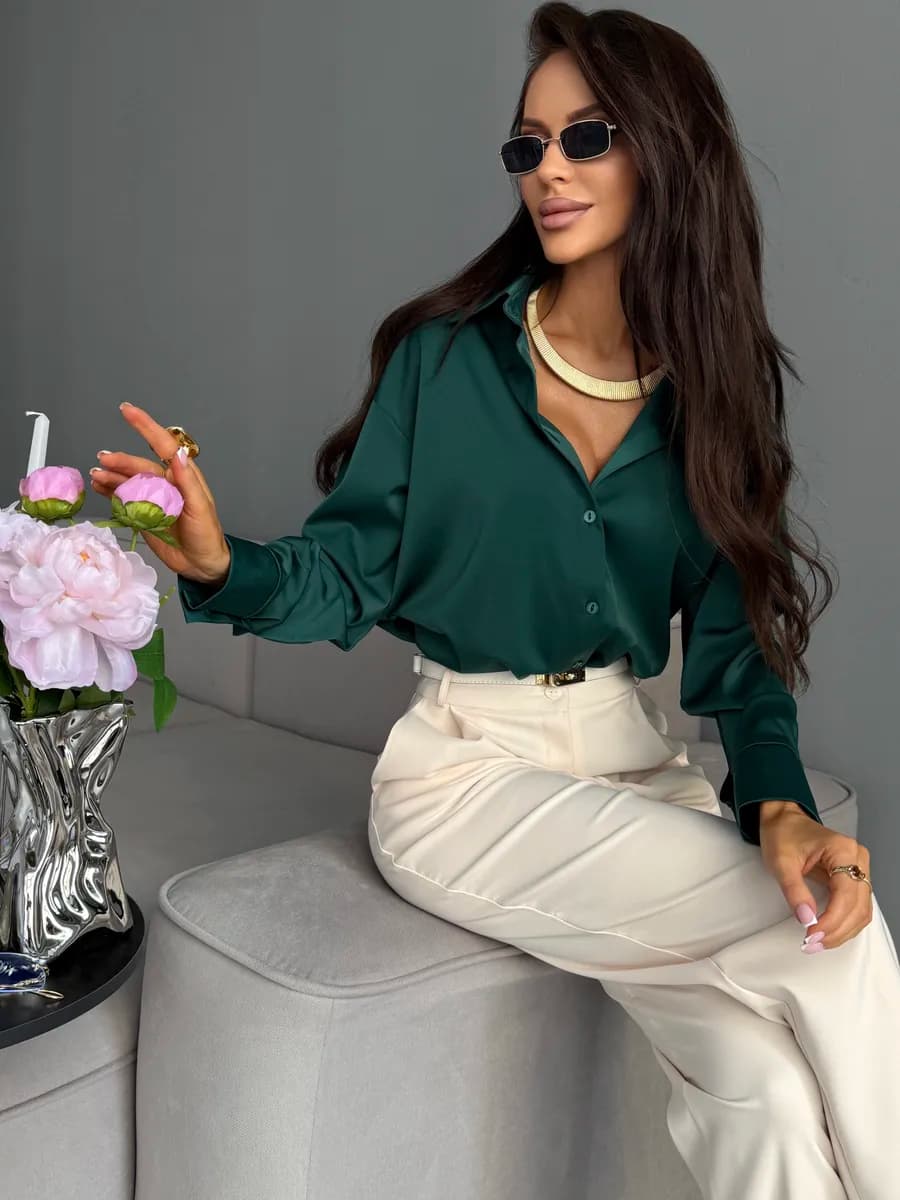 Блузка шелковая рубашка офисная