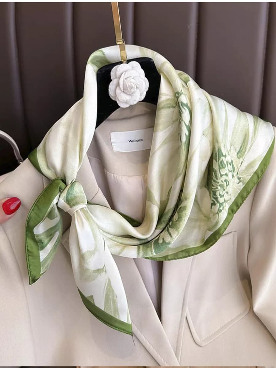 Шелковый платок на голову и шею косинка