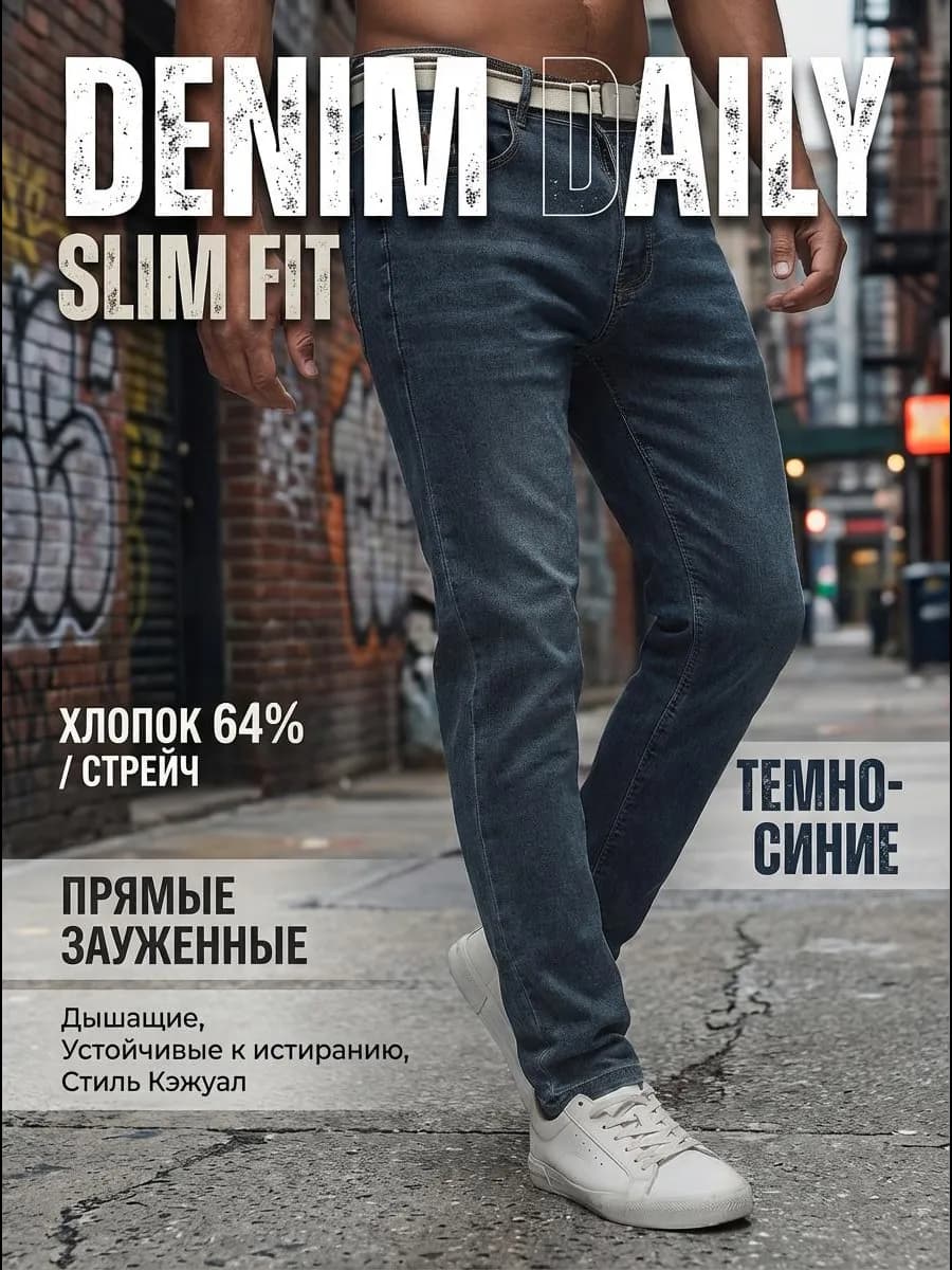 Джинсы Слим фит с низкой посадкой для невысокого роста - фото 1