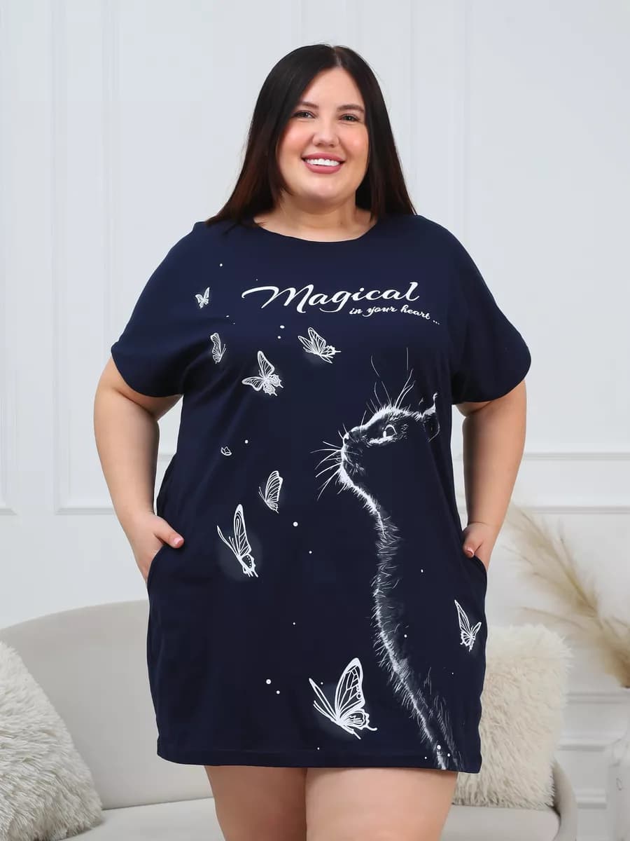 Туника женская трикотажная домашняя больших размеров на лето