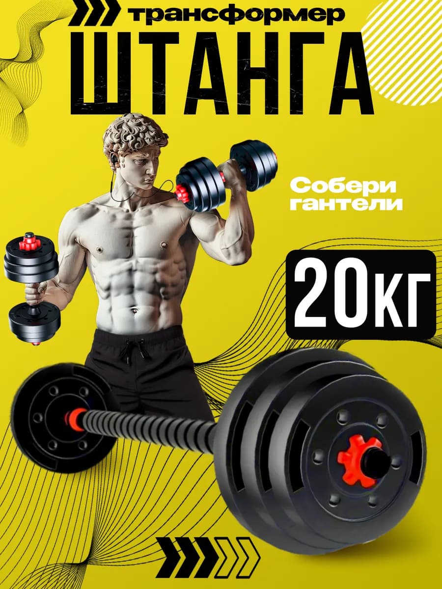Штанга спортивная 20 кг гантели разборные (2х10 кг) - фото 1