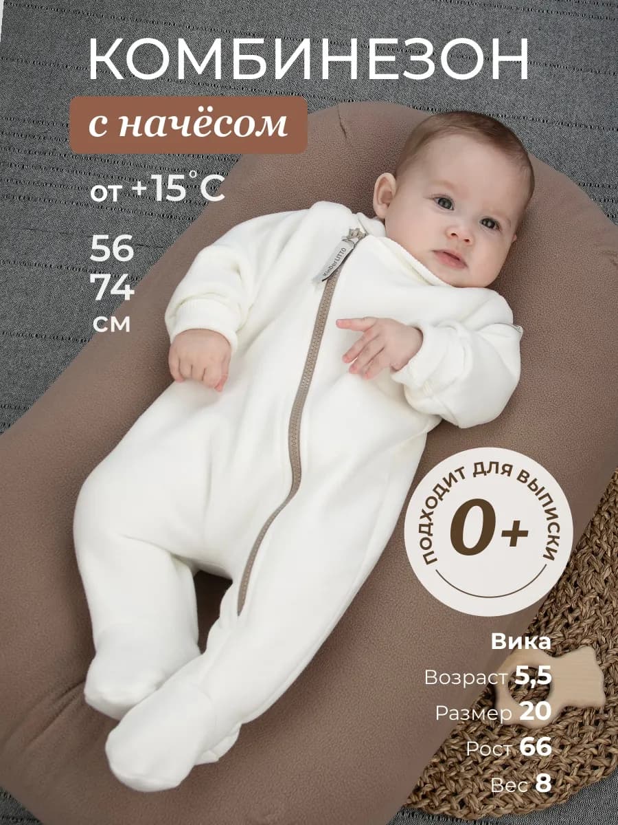 Комбинезон поддева из футера с начесом для новорожденных