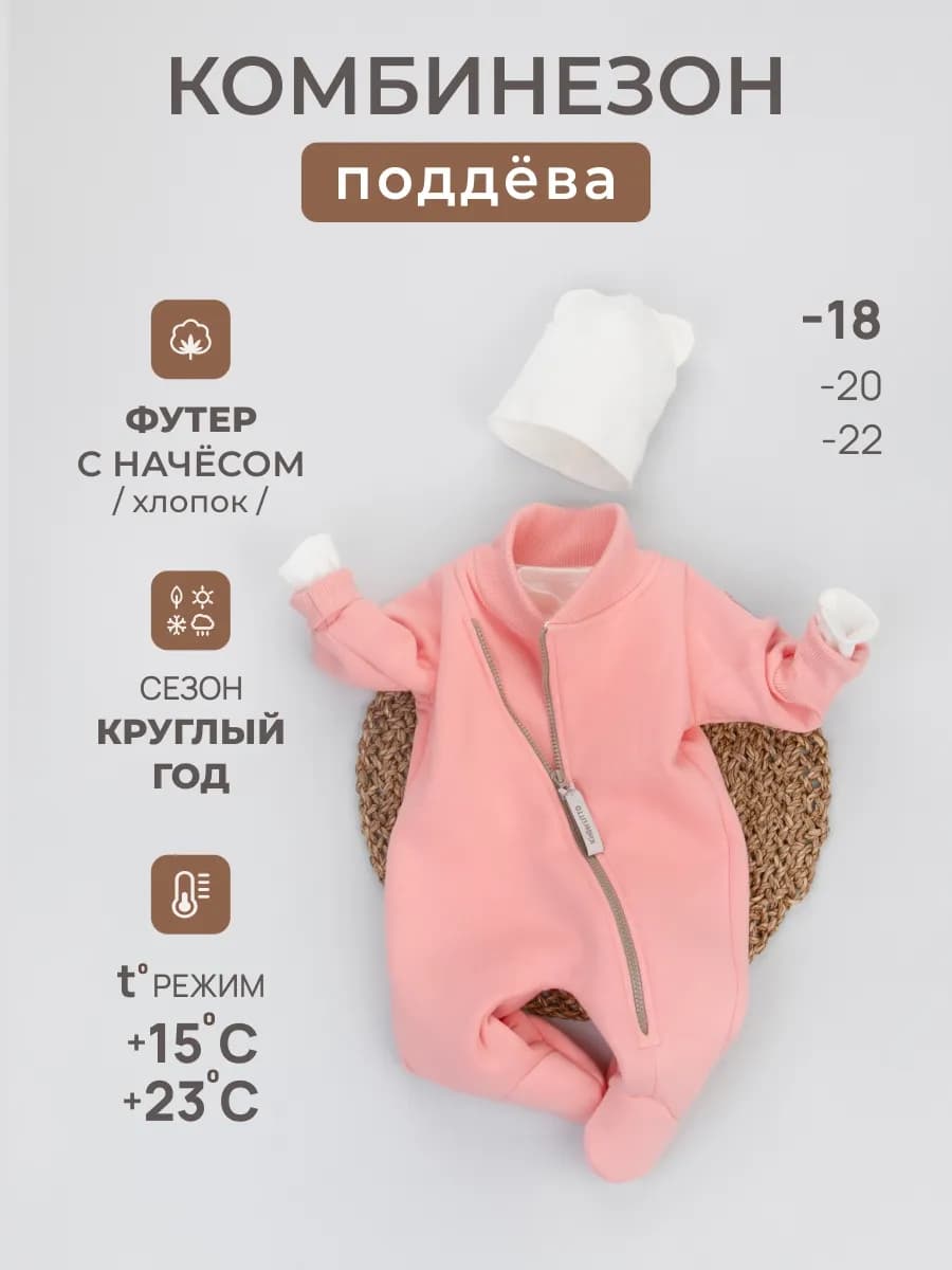 Комбинезон поддева из футера с начесом для новорожденных