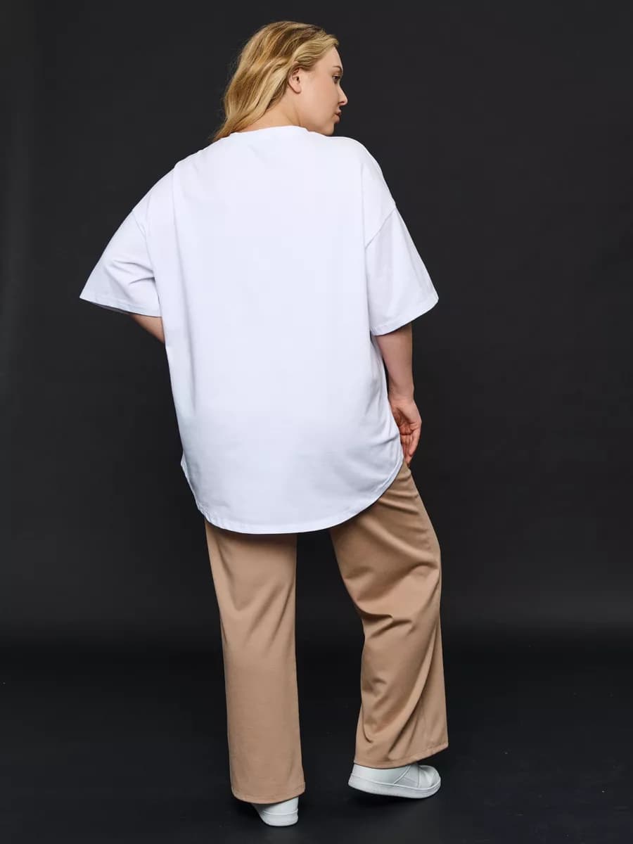 Футболка больших размеров оверсайз хлопок однотонная