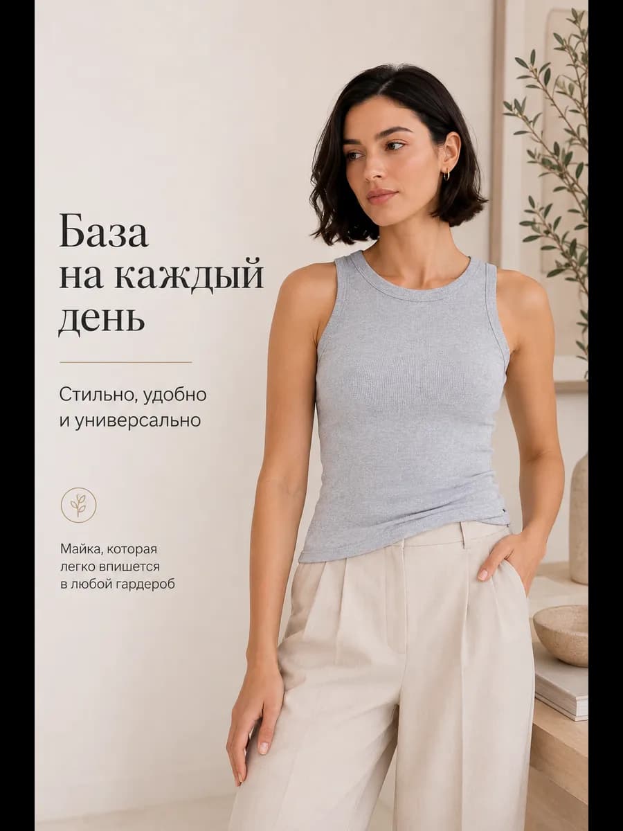 Кроп топ удлиненный майка в рубчик