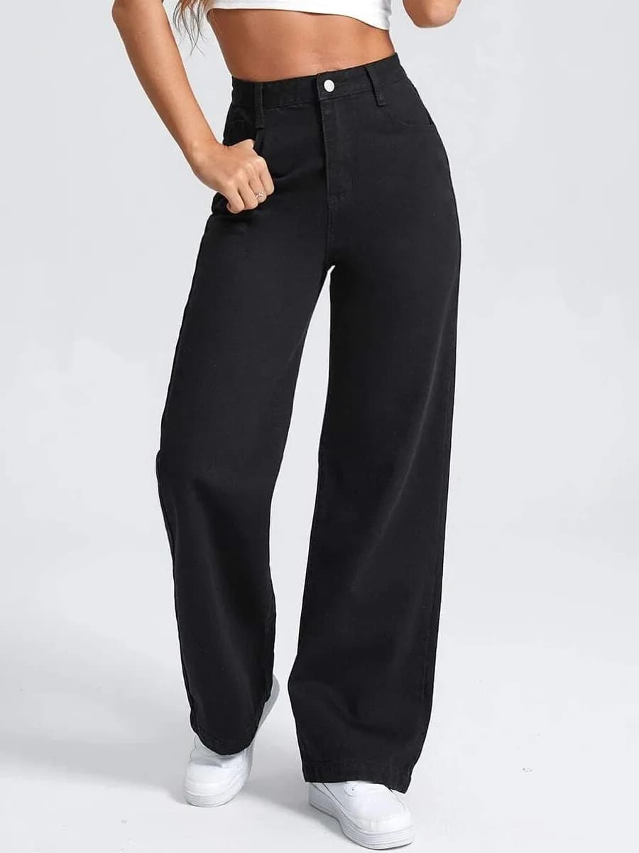 Широкие джинсы трубы палаццо с высокой посадкой