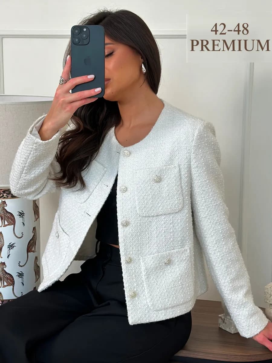 Пиджак укороченный твидовый жакет