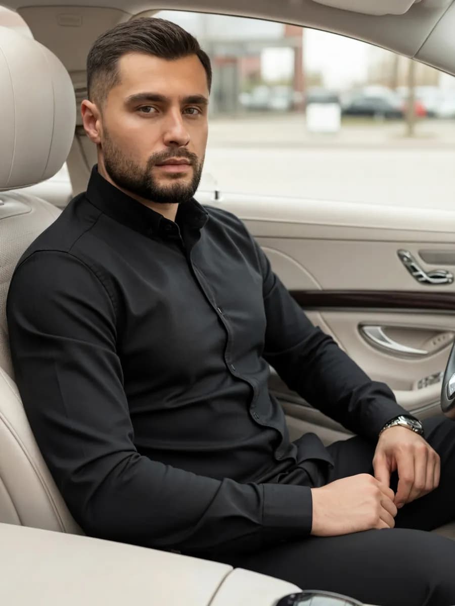 Рубашка приталенная на кнопках