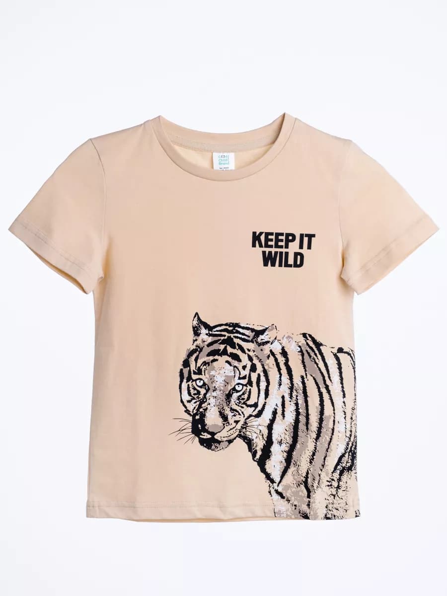 Футболка для мальчика детская однотонная с принтом - фото 1