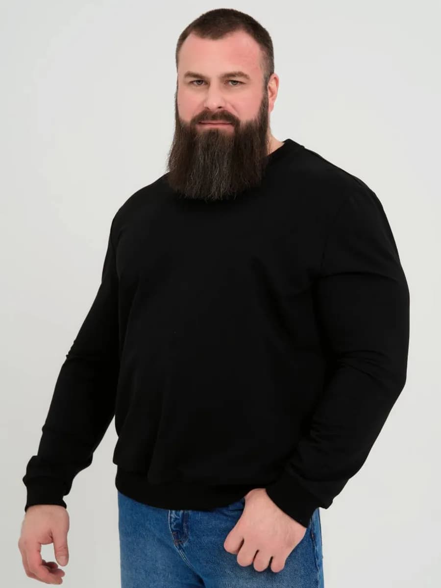 Свитшот однотонный больших размеров без начеса