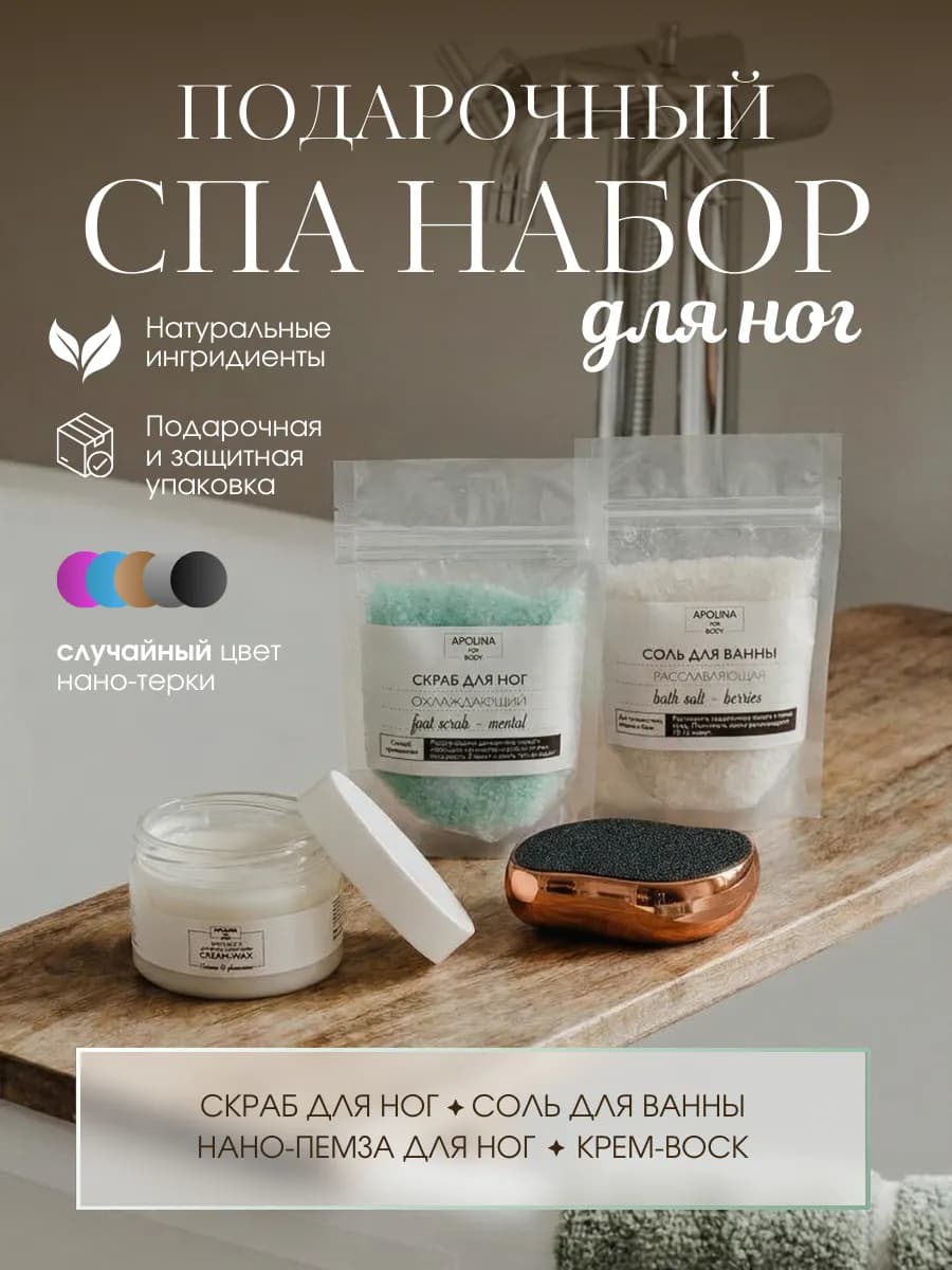 Набор для ухода за ногами скраб охлаждающий, крем-воск от тр…