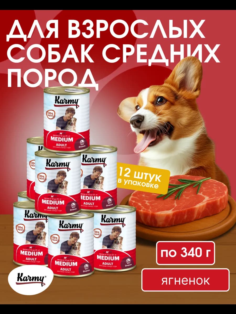 MEDIUM консервированный корм для собак с ягненком 12шт