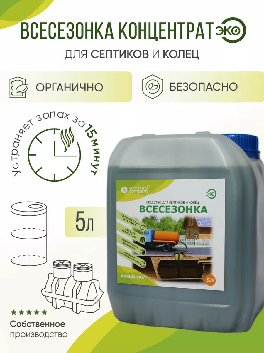 Средство для септиков, выгребных ям, колец ВСК-5
