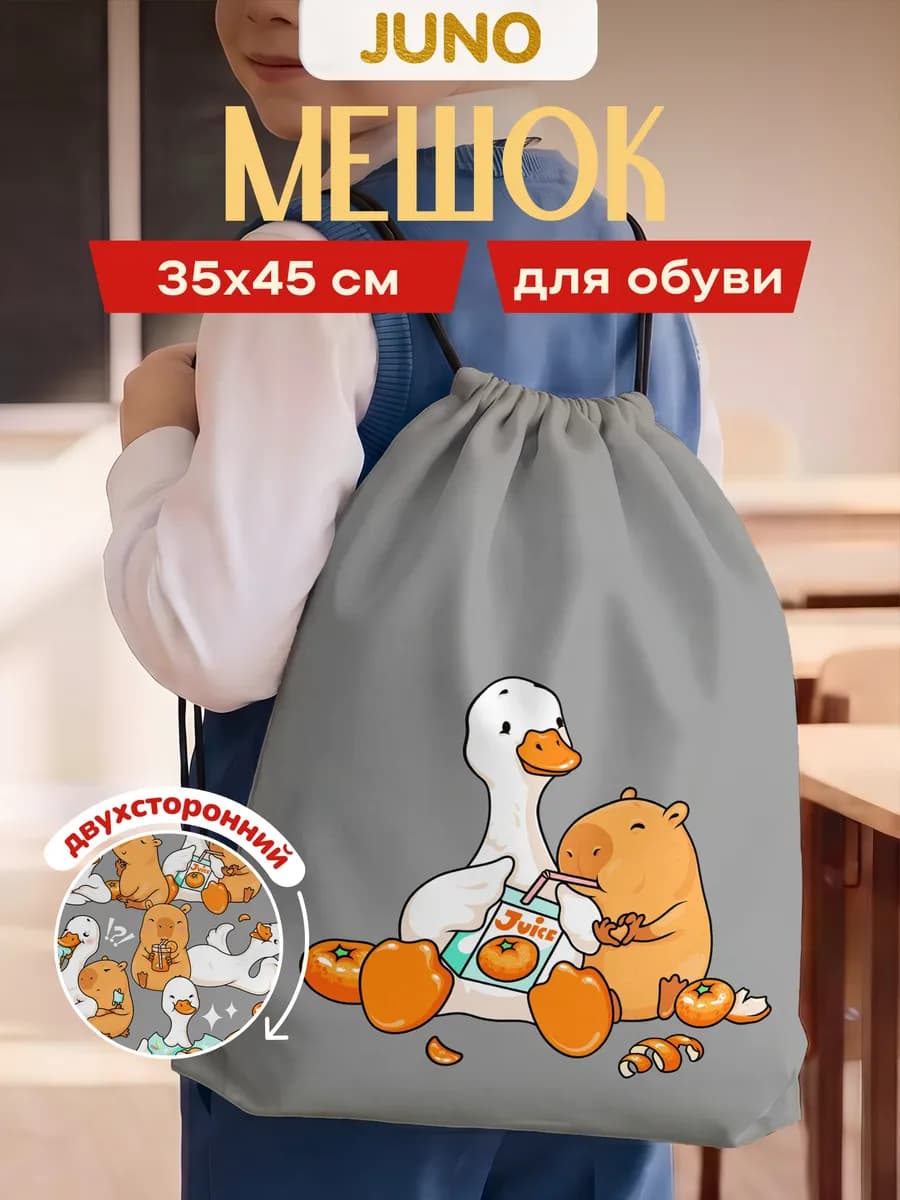Школьный мешок сменка сумка для сменной обуви Гусь капибара