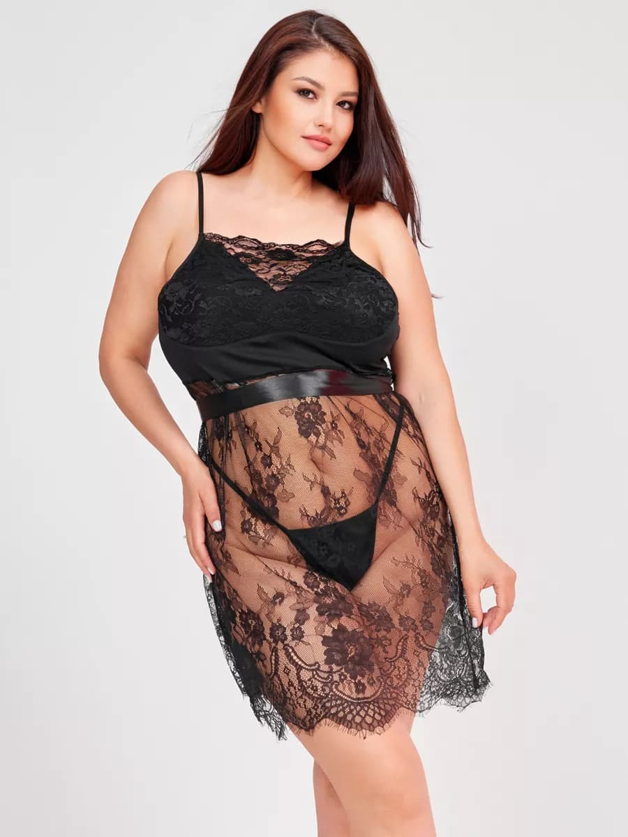 Комбинация под платье кружевная больших размеров - фото 1